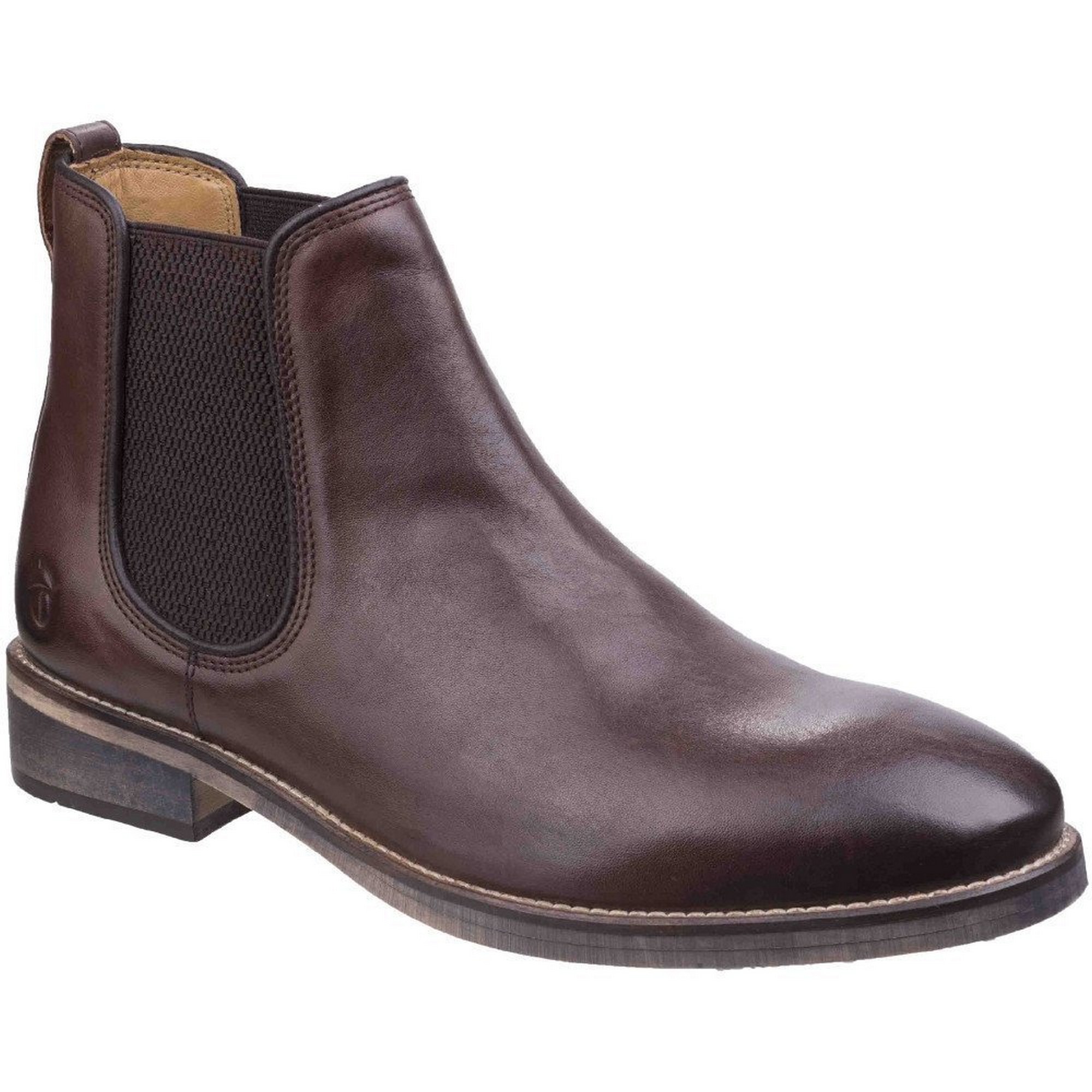 Cotswold Mens Corsham Town Leder Pull On Casual Chelsea Ankle Boots (Dunkelbraun)