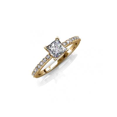 Einfacher quadratischer Ring - Gold und Kristall Image