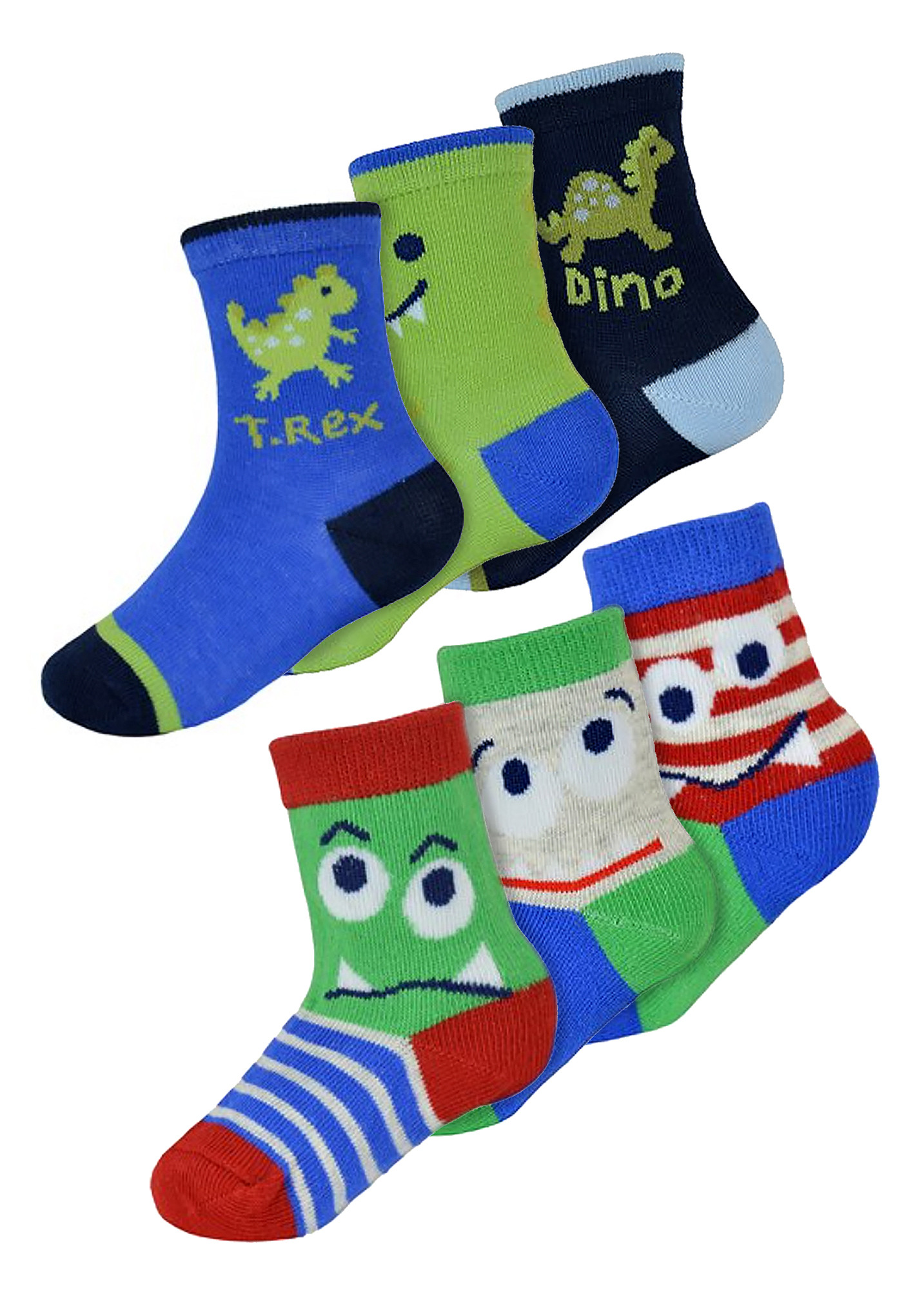 6 Pack Baby Boys Monster Dinosaurier Design Muster Socken | Socken Snob | Lustige Baumwolle Kleinkind Socken - Dinosaurier Image