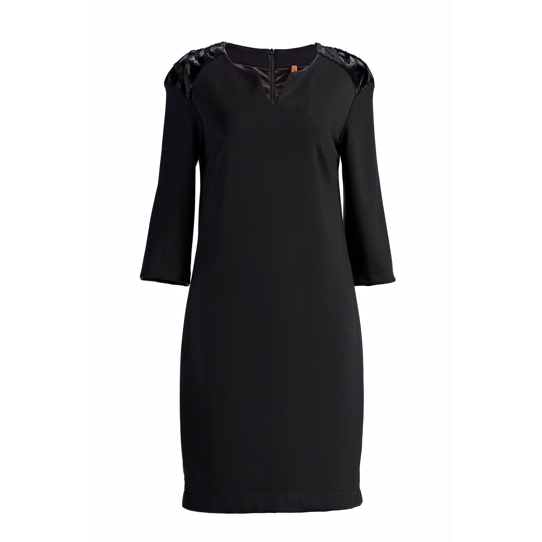 Gerades Kleid mit Pelzdetail EU 38 / UK 10