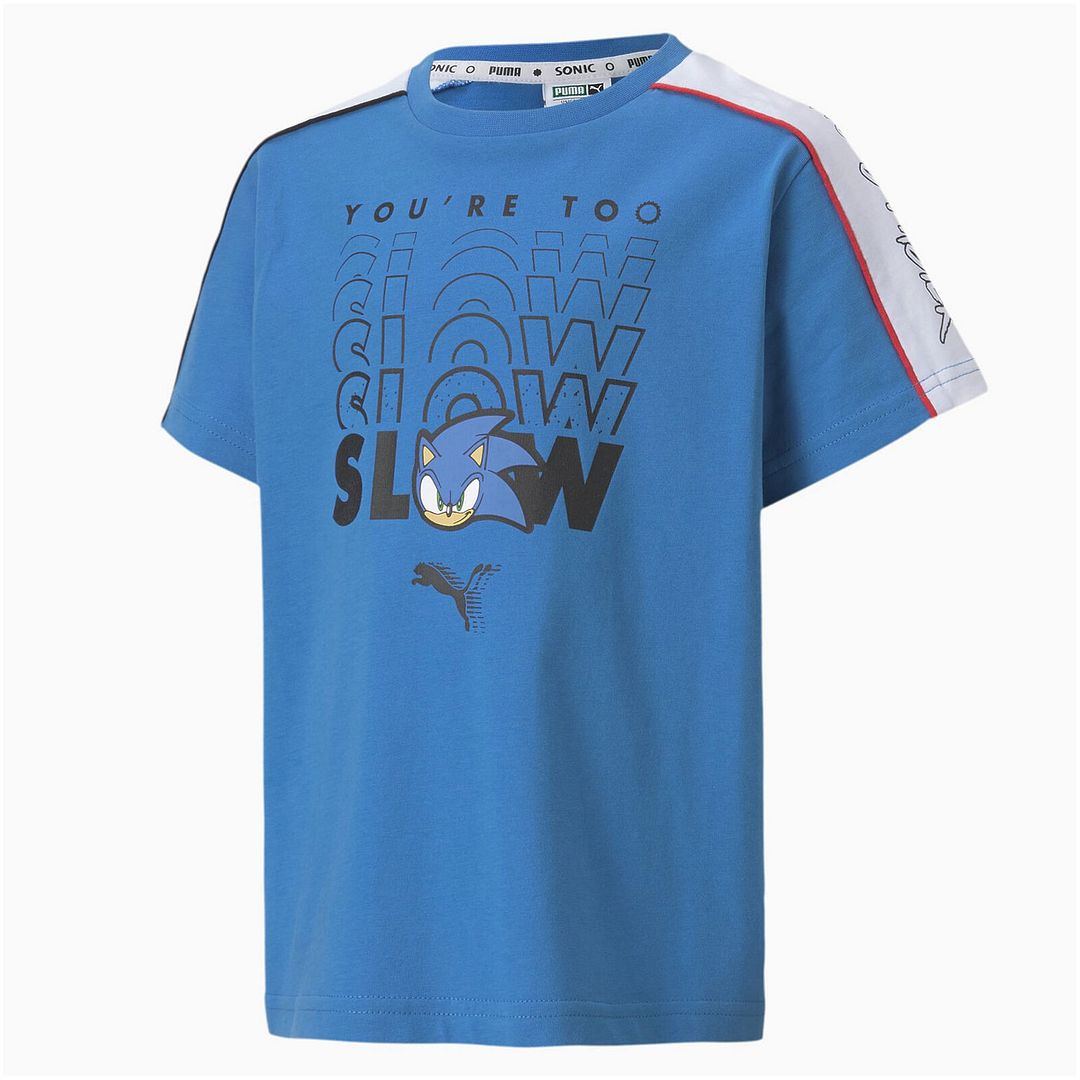 Puma x Sega Kurzarm Crew Crew Hals Blue Kids Graphic T-Shirt 596312 41 Image