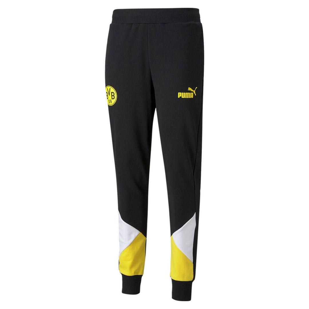 Puma Bvb Borussia Dortmund Black Stretch Mens Football Track Hosen 764320 02 Image
