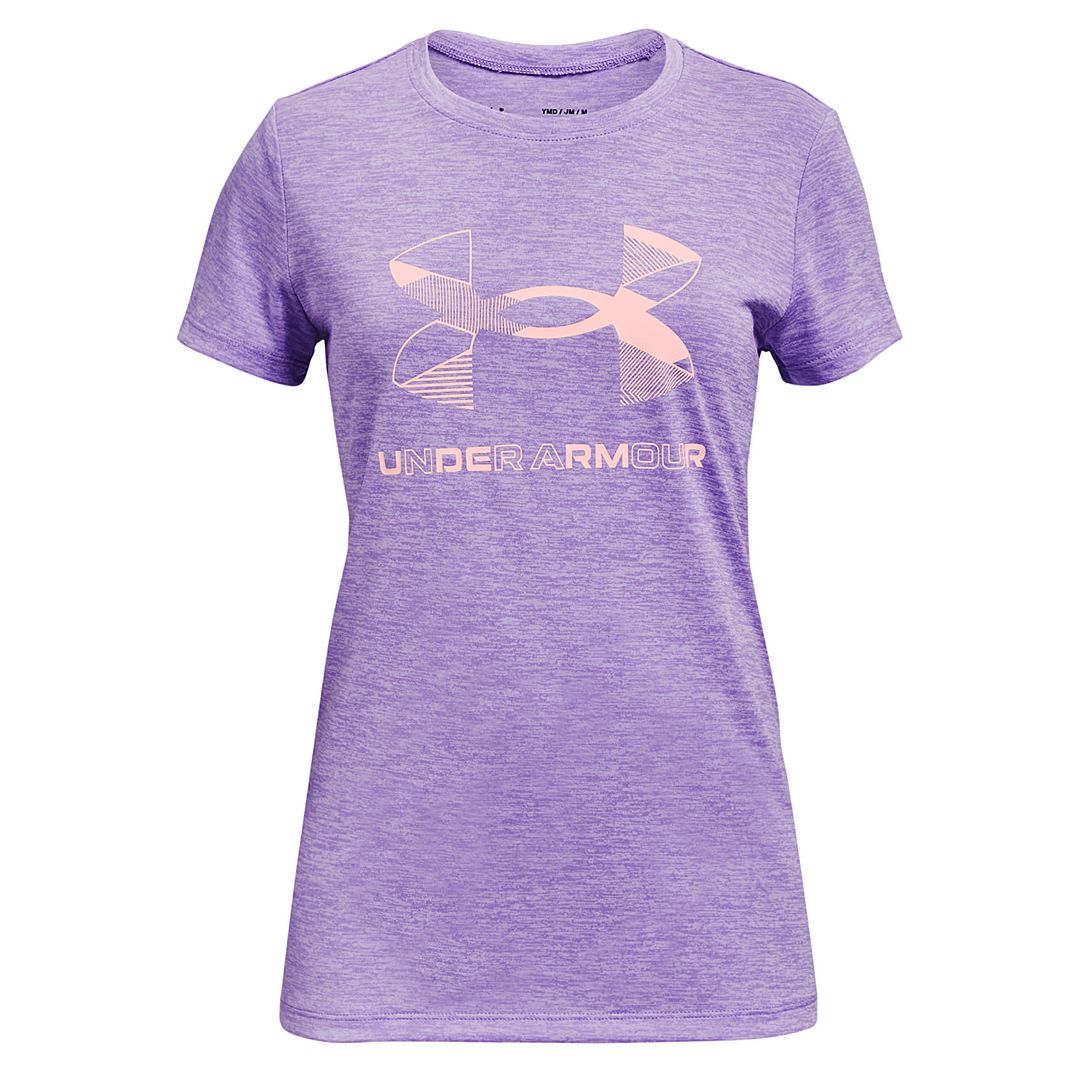 Under Armour Twist Big Logo Kids Purple T-Shirt Image
