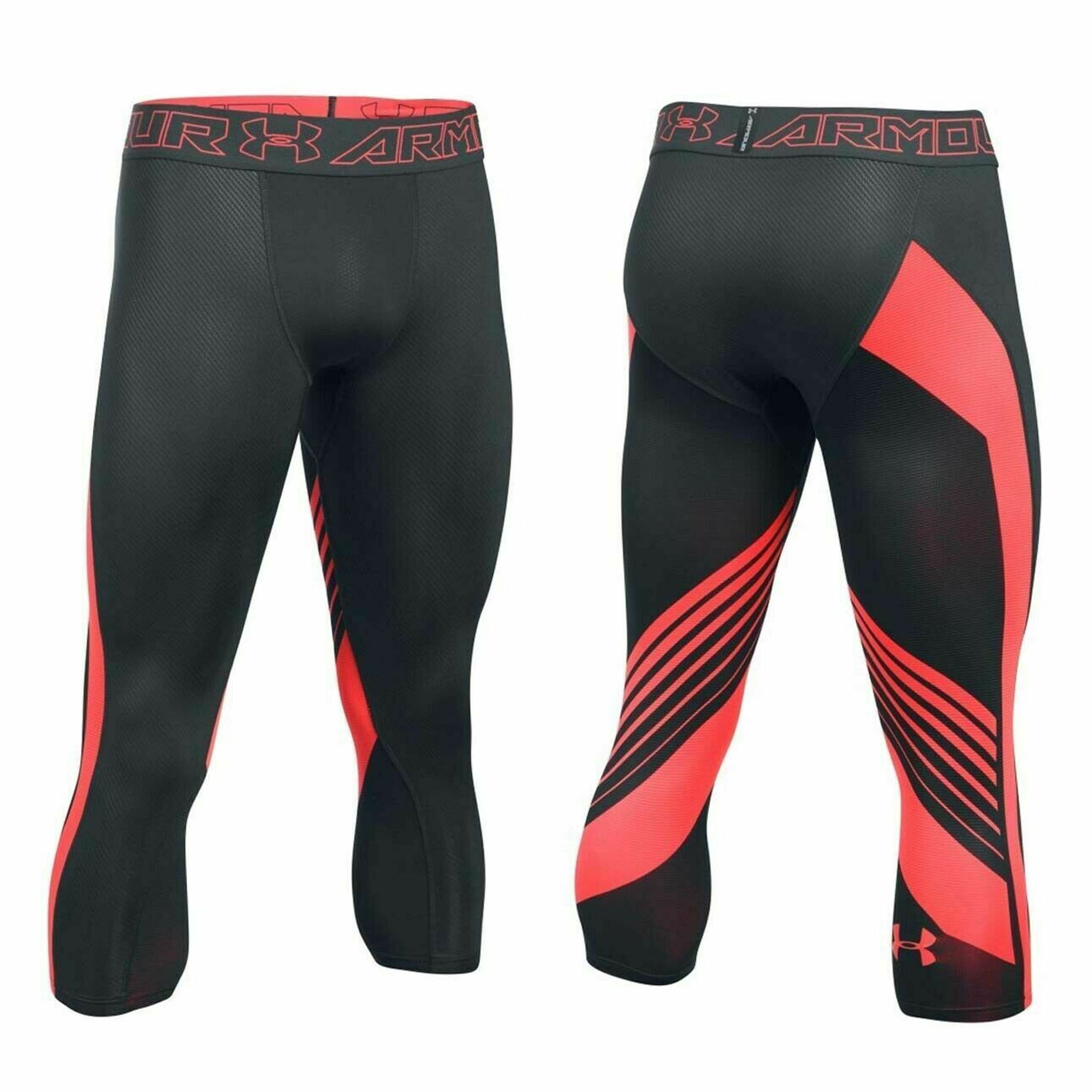 Under Armour Heatgear Overvent 2.0 Schwarz Orangenmenschen 3/4 Leggings 1289581 016 Image