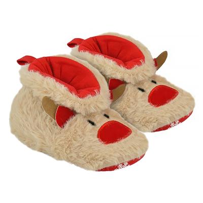 Baby Plüsch Weihnachtspantoffeln für Winter | Neuheit weiche Sohle warm Elf & Rentier Hausschuhe für Baby Jungen & Mädchen - Rentier Image