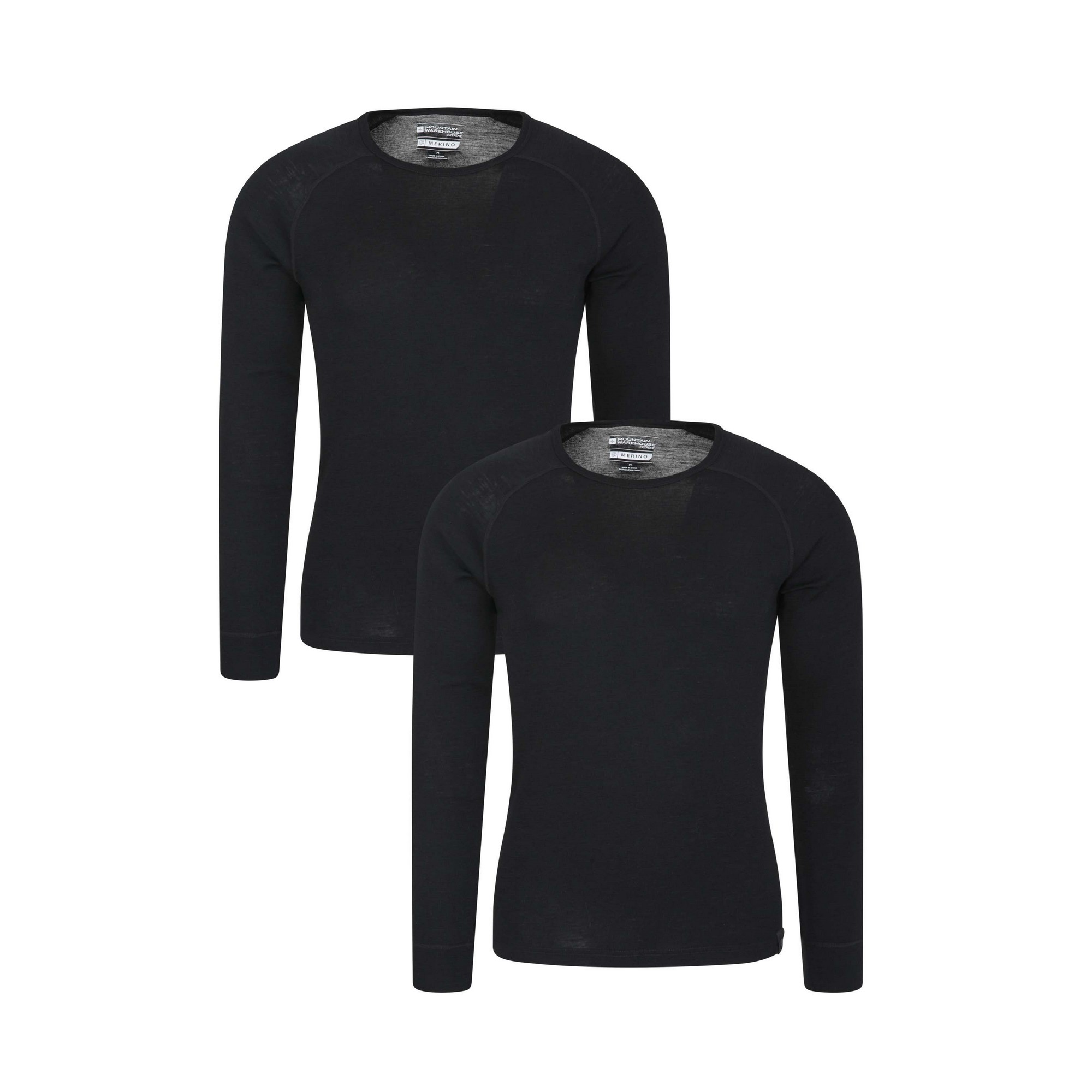 Mountain Warehouse Herren Merinowolle Base Layer Top (2er Pack) (Schwarz) Image