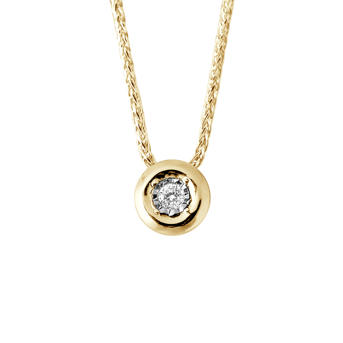 Halskette Diamant Solitär 0,020 Karat Serti Illusion 0,50 Karat Gelbgold Image