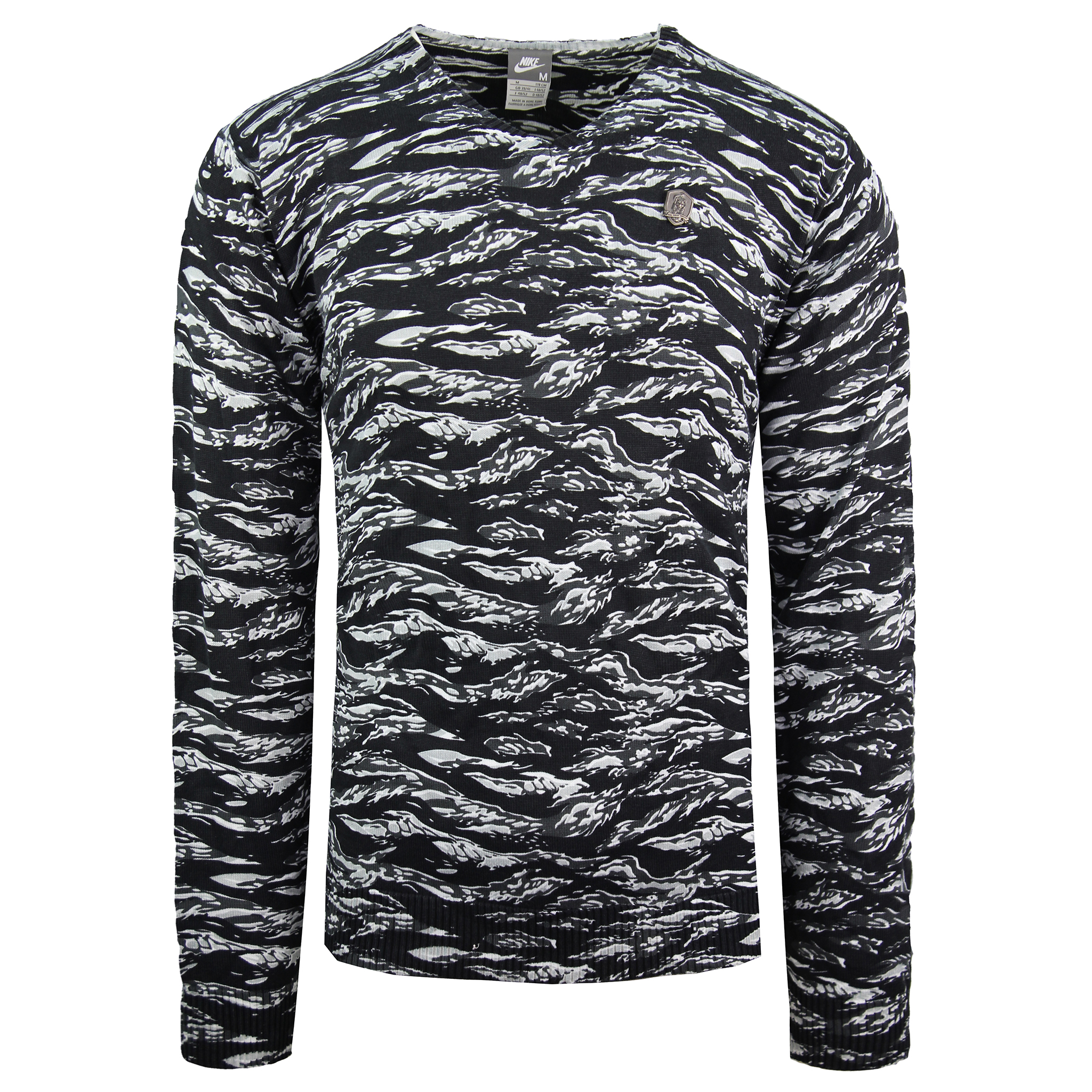 Nike Long Sleeve V-Neck gedruckt oberen schwarzen grünem Herren Cottonpullover 264179 010 Image
