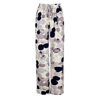 Graue Print Leinen Style Hose mit weitem Bein