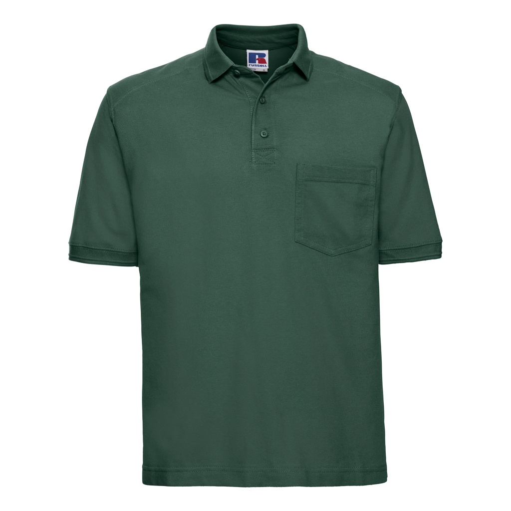 Russell Mens Ripple Kragen & Manschette Kurzarm-Poloshirt (Flasche grün) Image