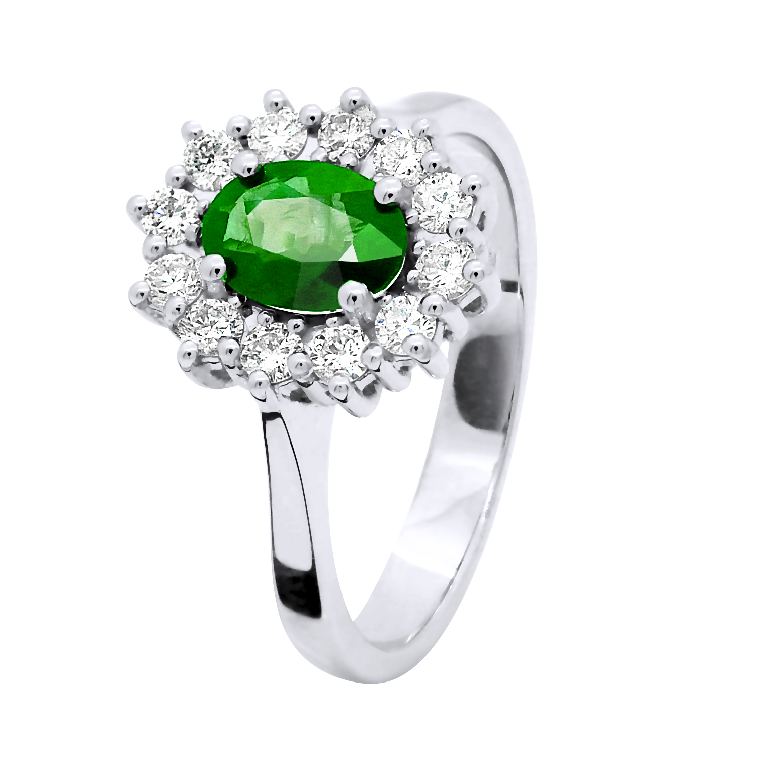 DIADEMA - Ring - Smaragd umgeben von Diamanten - Weißgold Image