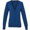 Premier Womens/Ladies Button Through Long Sleeve V-neck Knitted Cardigan (Royal)