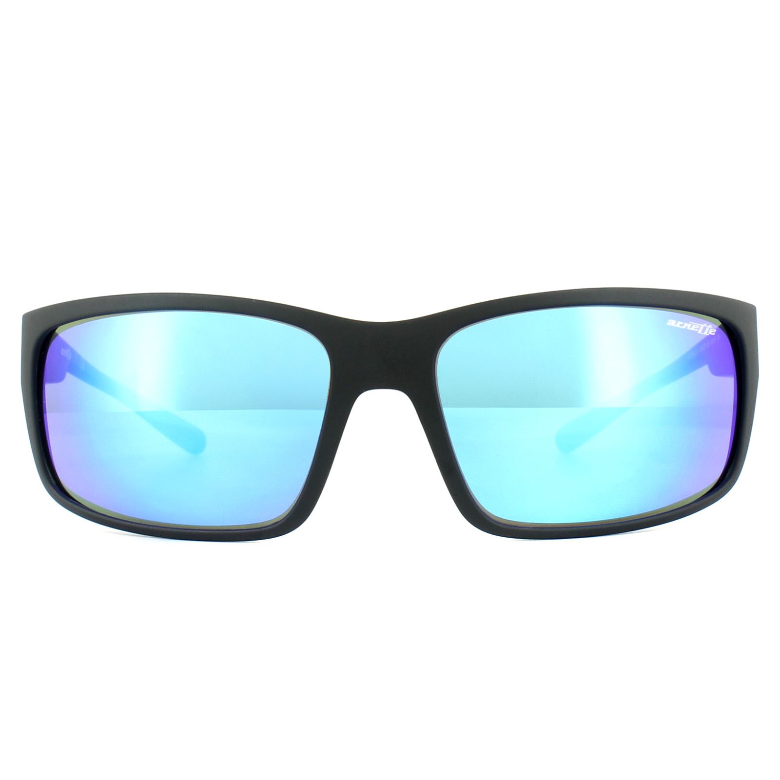 Arnette Wrap Mens Matt Black Blue Mirror Sonnenbrillen Image