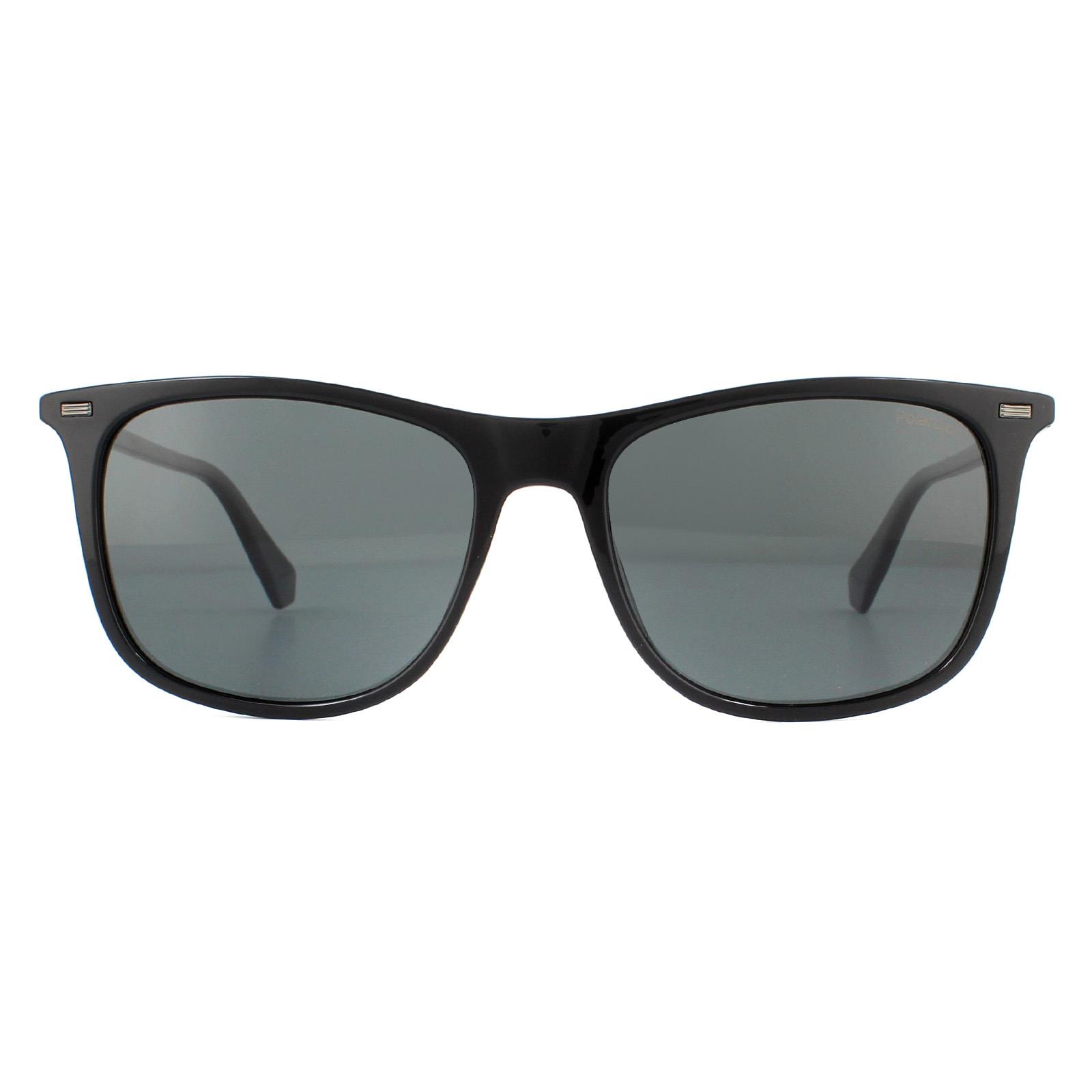 Polaroid Rectangle Mens Schwarz Grau Polarisierte Sonnenbrille Image