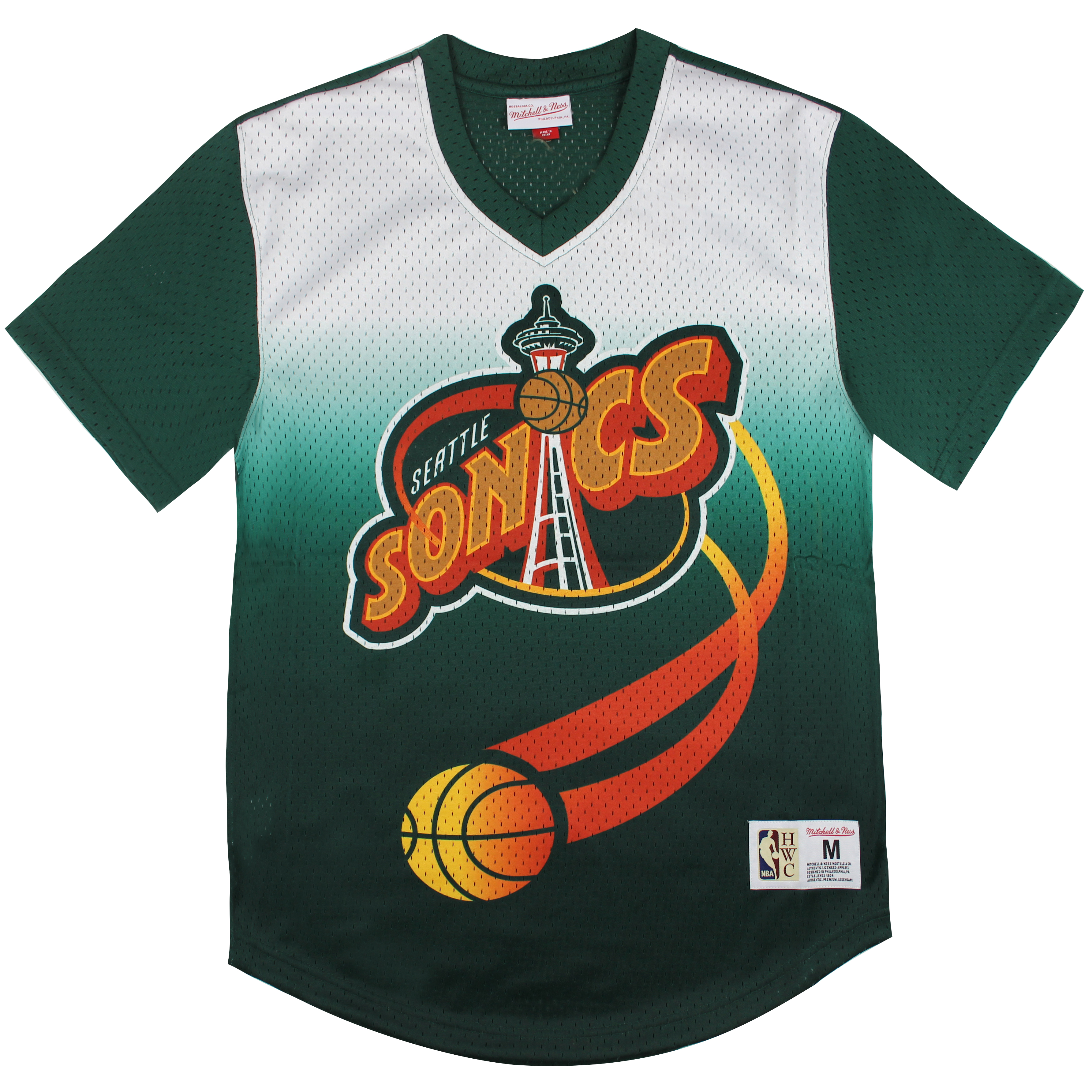 Mitchell & Ness-Gewinn-Schuss Mesh Seattle Supersonics T-Shirt Image