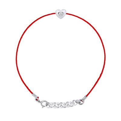 DIADEMA - Armband - Rotes Nylon - Herz - Echter Diamant