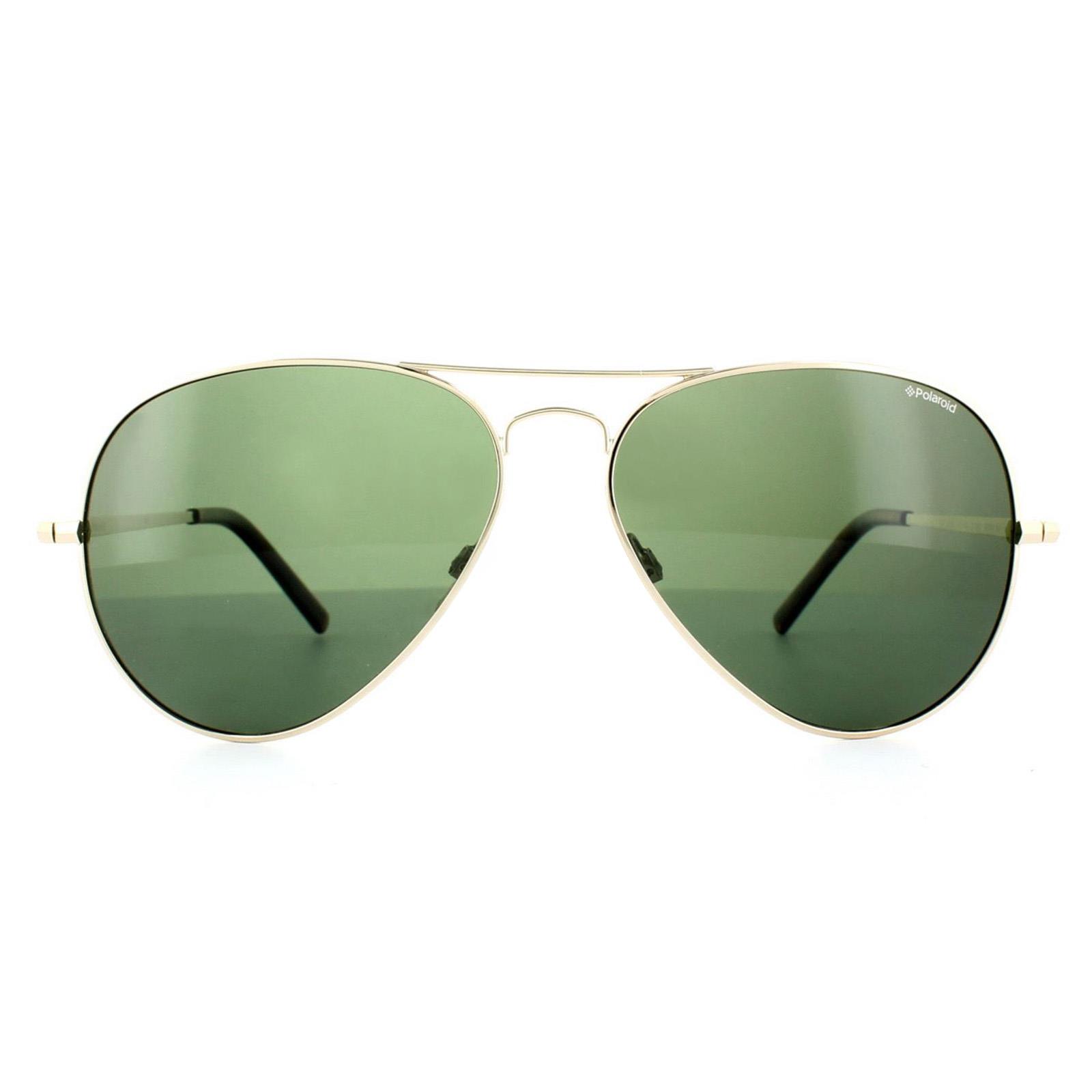 Polaroid Aviator Unisex Licht Gold Grün Polarisierte Sonnenbrille Image
