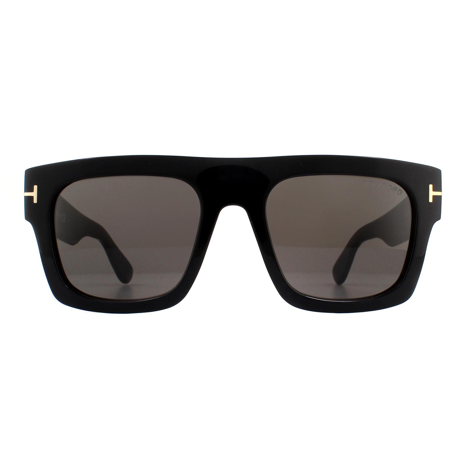Tom Ford Square Mens Shiny Black Smoke Grey Sonnenbrille Image