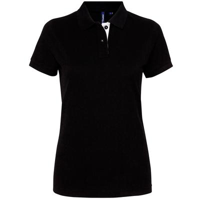 Asquith & Fox Damen/Damen Kurzarm-Poloshirt mit Kontrast (Schwarz/Weiß) Image