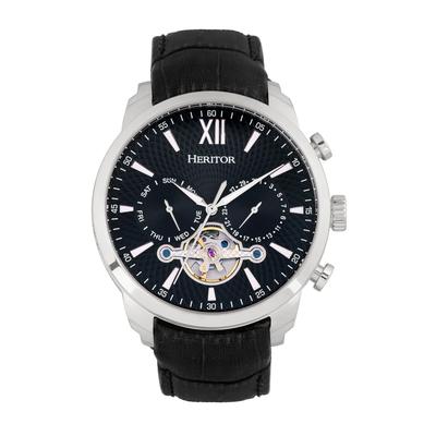 Heritor Automatik Arthur Semi-Skelett Lederarmbanduhr mit Tag/Datum Image