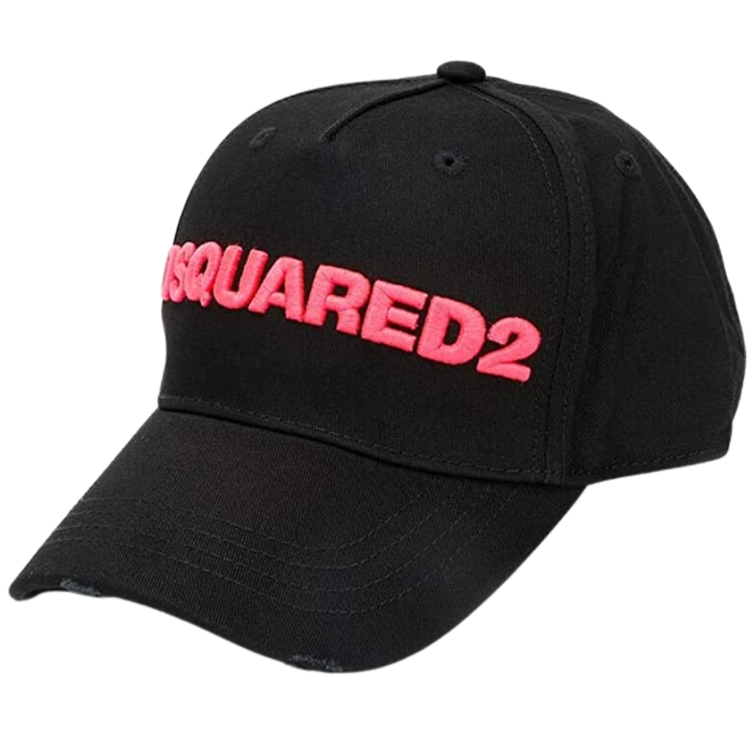 DSQUARED2 Rosa gesticktes Logo Schwarz Cap