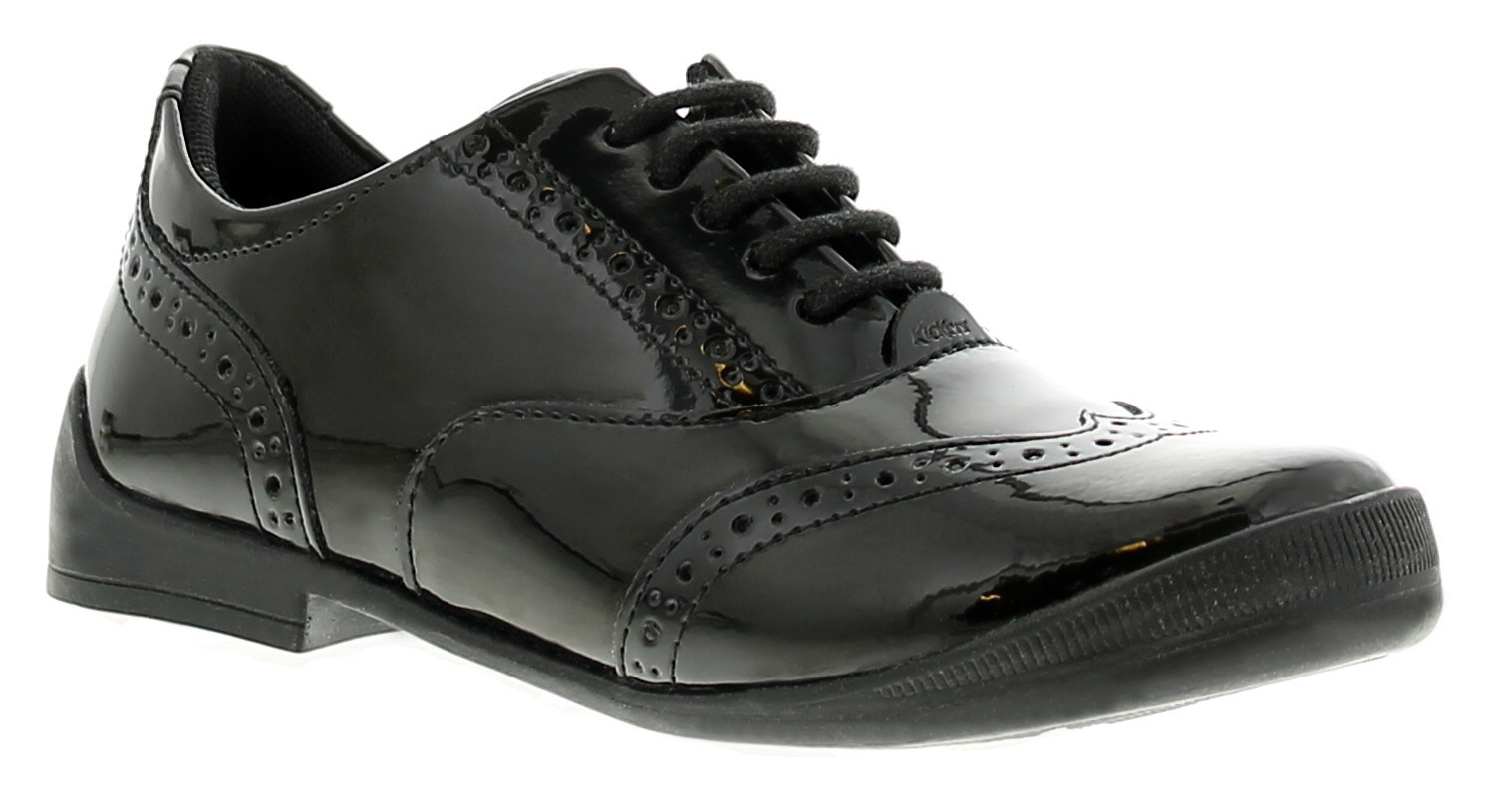 Kicker Bridie Brogue Kinder schwarze Schuhe