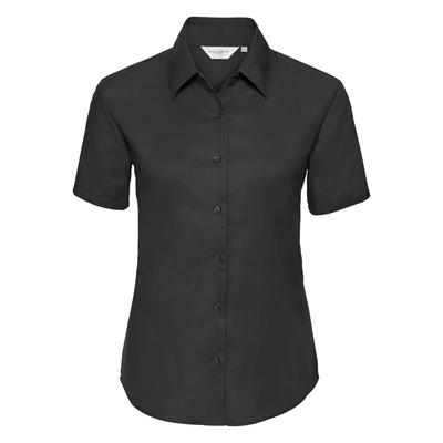 Russell Collection Damen/Damen Kurzarm Oxford Hemd (Schwarz) Image