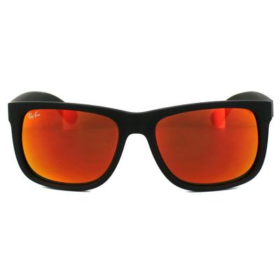 Ray-Ban Sonnenbrille Justin 4165 622/6Q Gummi Schwarz Rot Spiegel