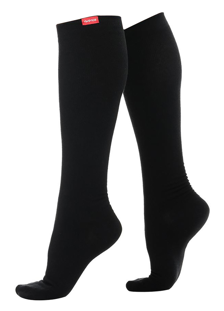 VIM&VIGR - Abgestufte Kompressionssocken 15-20 mmhg für Männer & Frauen | Baumwollsocken für Schwangerschaft, TVT & geschwollene Beine - Schwarz Image