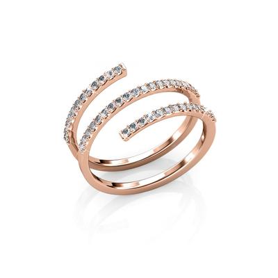 Spiralförmiger Ring - Roségold und Kristall