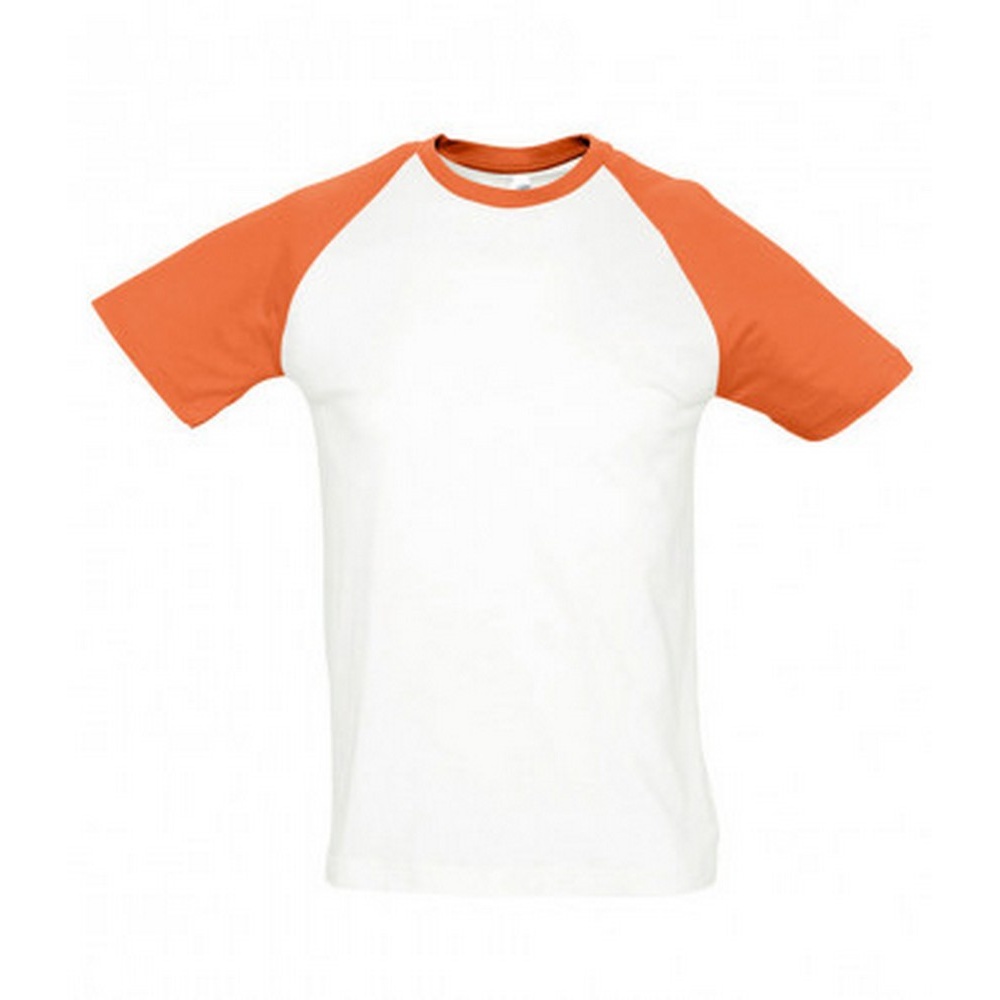 SOLS Herren Funky Contrast Short Sleeve T-Shirt (Weiß/Orange) Image