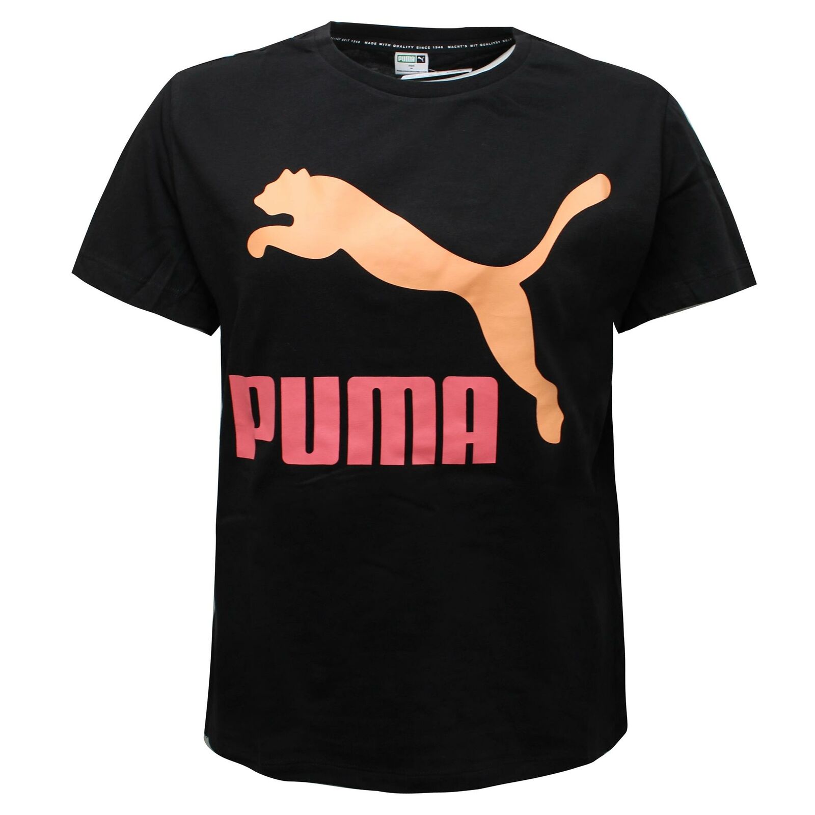 Puma Womens Classics Logo T-Shirt T-Shirt Black Top 596512 91 Image