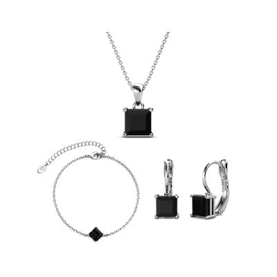 Einfaches quadratisches Set und Box - Silber und Schwarz Image
