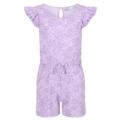 Regatta Childrens/Kids Dasie Animal Print Ruffle Playsuit (Pastellflieder)