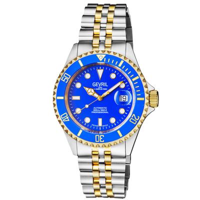 Gevril Herren Wall Street 4856B Schweizer Automatik Sellita SW220 zweifarbig Edelstahl leuchtende Datum Uhr