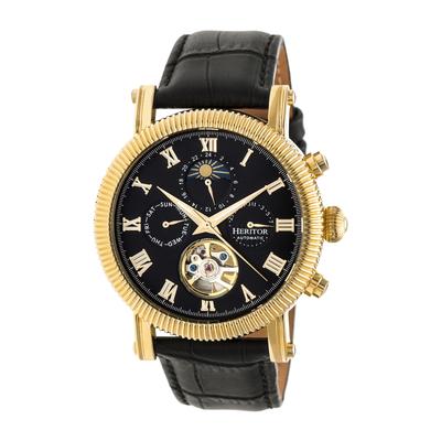 Heritor Automatikuhr Winston Halbskelett mit Lederarmband Image