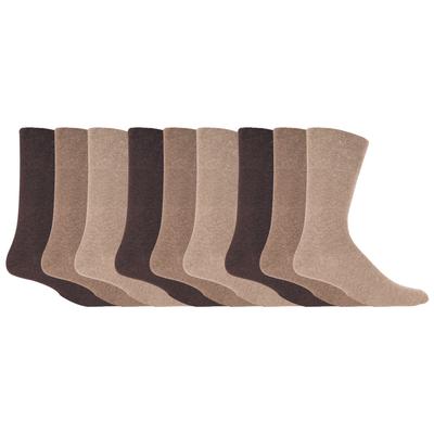 Gentle Grip - 9 Paar nicht elastische Socken aus weicher Baumwolle für Herren - Braun Image