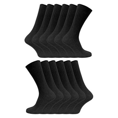 12 Paar Multipack Herren 100% Baumwolle Socken | Socken Snob | Gerippte Kleid Socken - Schwarz Image