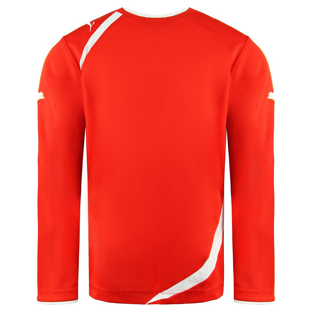Puma United Long Sleeve Crew Hals rot weiß Junioren Fußballhemd 700647 01 Image