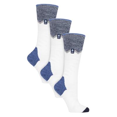 3 Paar Multipack Ultra Lite Damen Ski Socken | Wärmehalter | Damen Funky Patterned Striped Knee High Socks - Creme Zig Zag Image