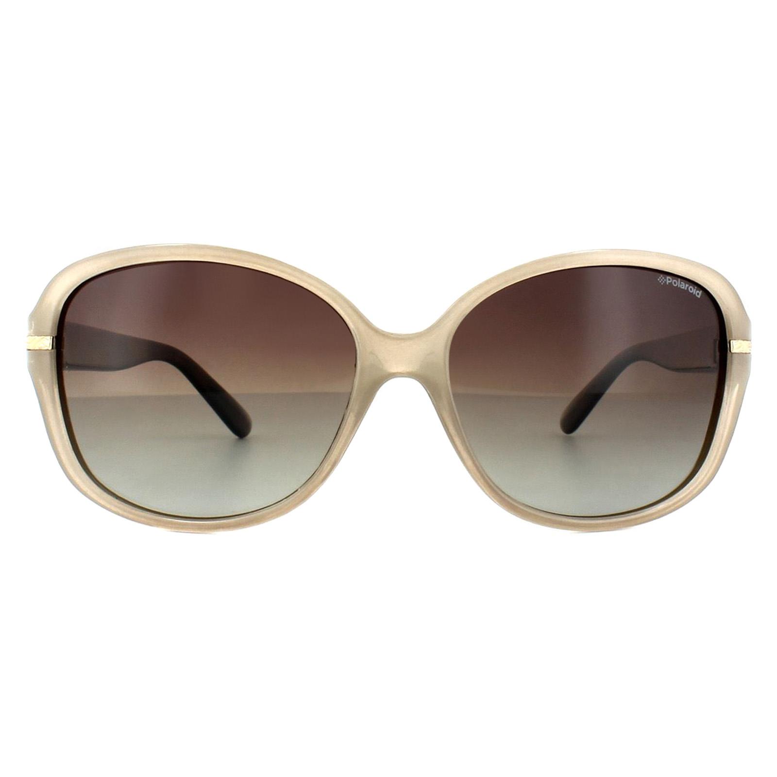 Polaroid Butterfly Womens Beige Havanna Braun Gradient Polarisierte Sonnenbrille Image