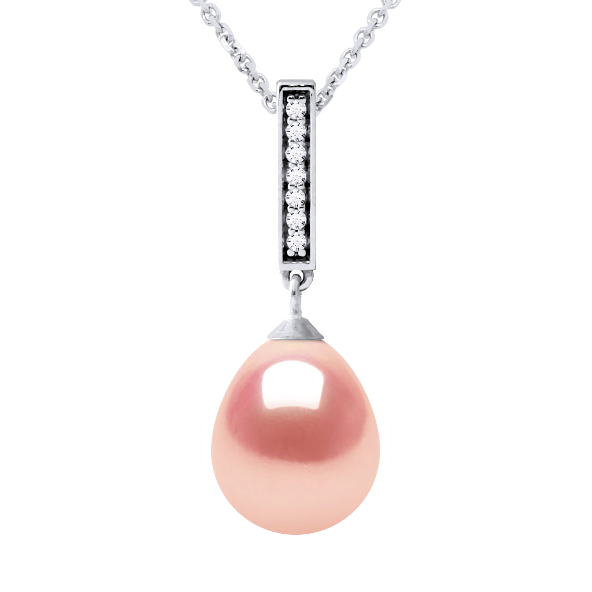 BARETTE Halskette Süßwasserperlen-Schmuck 9-10 mm Rosa 925 Image