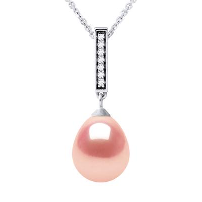 BARETTE Halskette Süßwasserperlen-Schmuck 9-10 mm Rosa 925