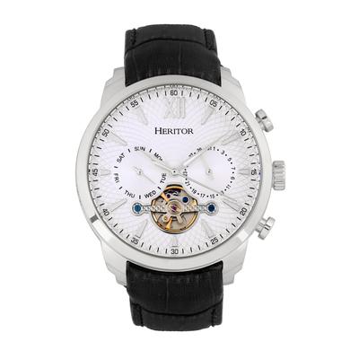 Heritor Automatik Arthur Semi-Skelett Lederarmbanduhr mit Tag/Datum Image