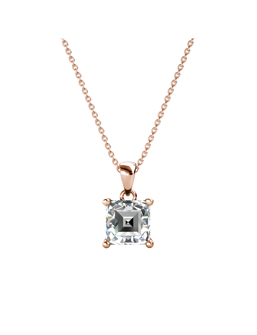 Einfacher quadratischer Anhänger - Rose Gold und Kristall