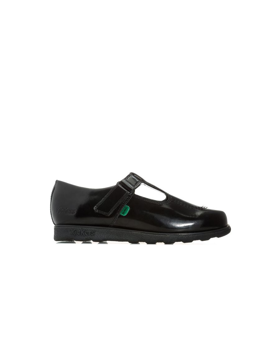Kickers Junior Fragma T-Bar Patent Schuhe für Mädchen in Schwarz Image