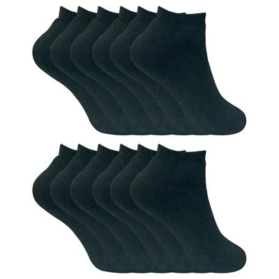 Damen Winter Low Cut Trainer Socken | 12 Paar Multipack | dicke Knöchelsocken für Frauen - Schwarz Image