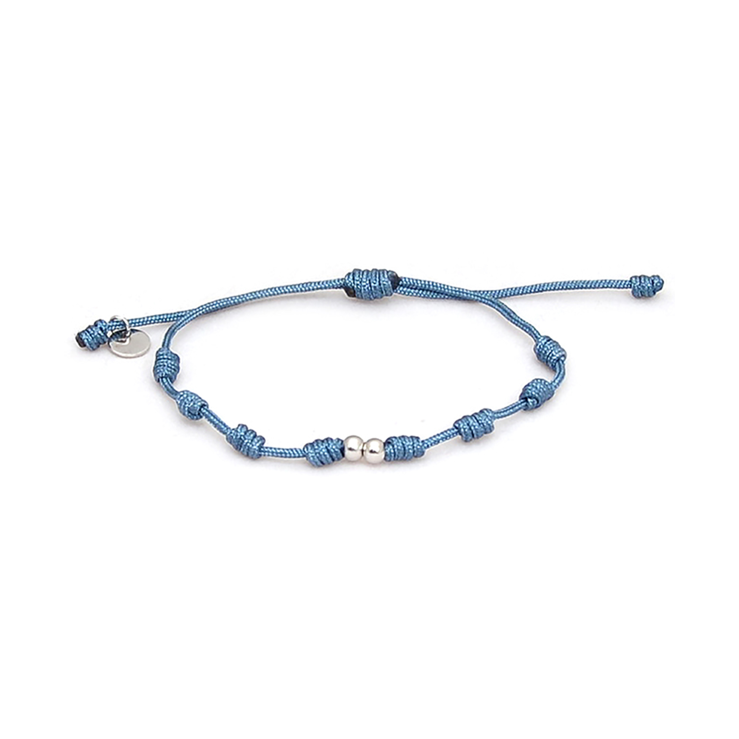 Luxenter 925 Sterling Silber Armband mit rhodinierter blauer Baumwolle - Harai Image