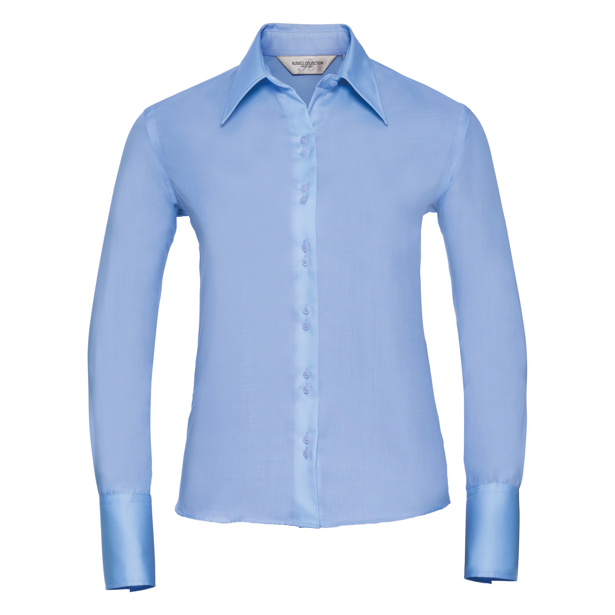 Russell Collection - Langärmelige bügelfreie Bluse - Damen (Hellblau) Image