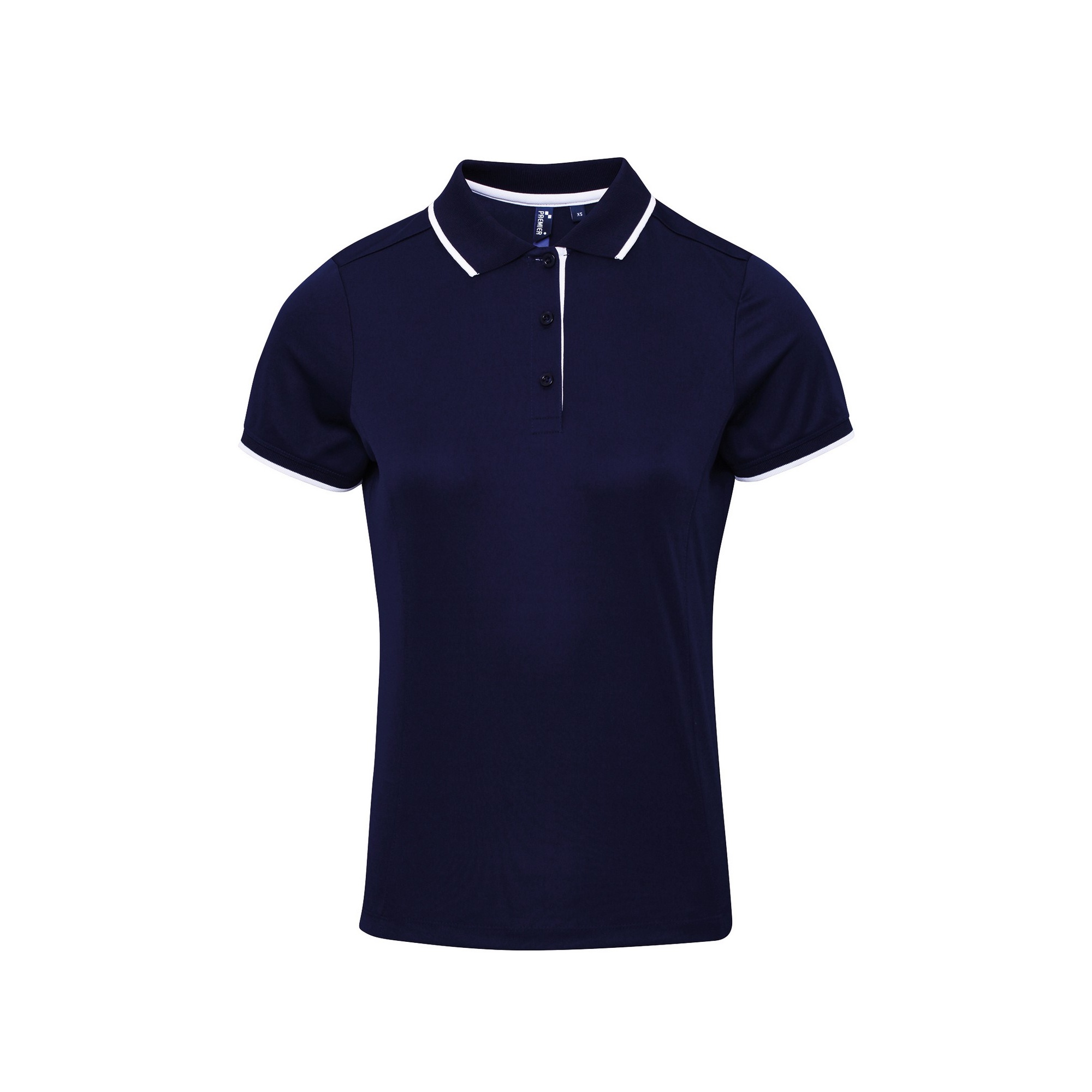 Premier Womens/Ladies Contrast Coolchecker Polo Shirt (Marine/Weiß) Image